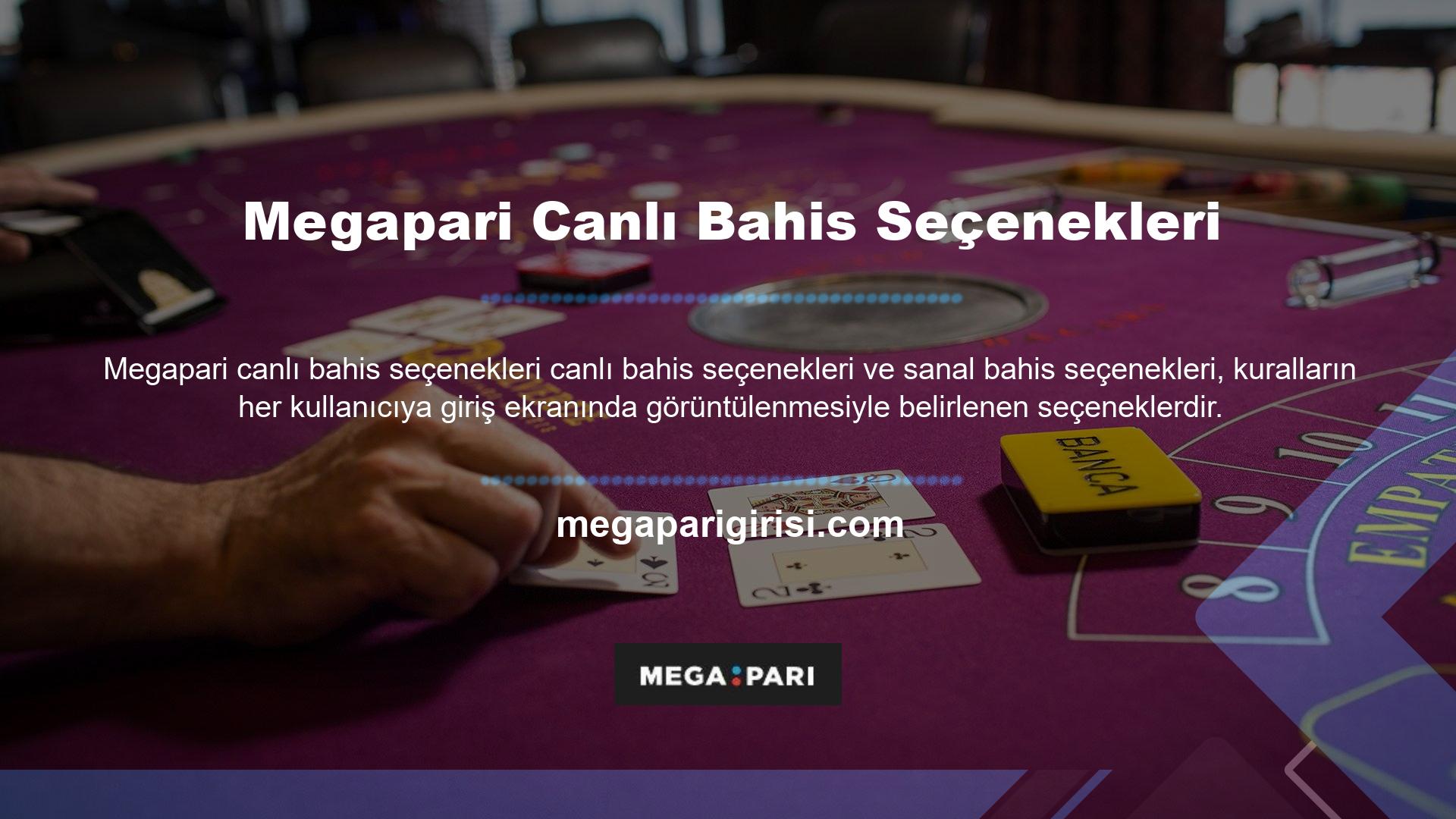 Sitede bulunan Megapari sanal spor uygulamalarına ilişkin sanal spor bahisleri konusu bulunmaktadır